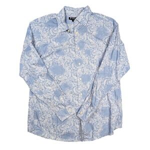 Daniel Cremieux Classics Blue Paisley Button Up L/S Dress Shirt Men's Size Large